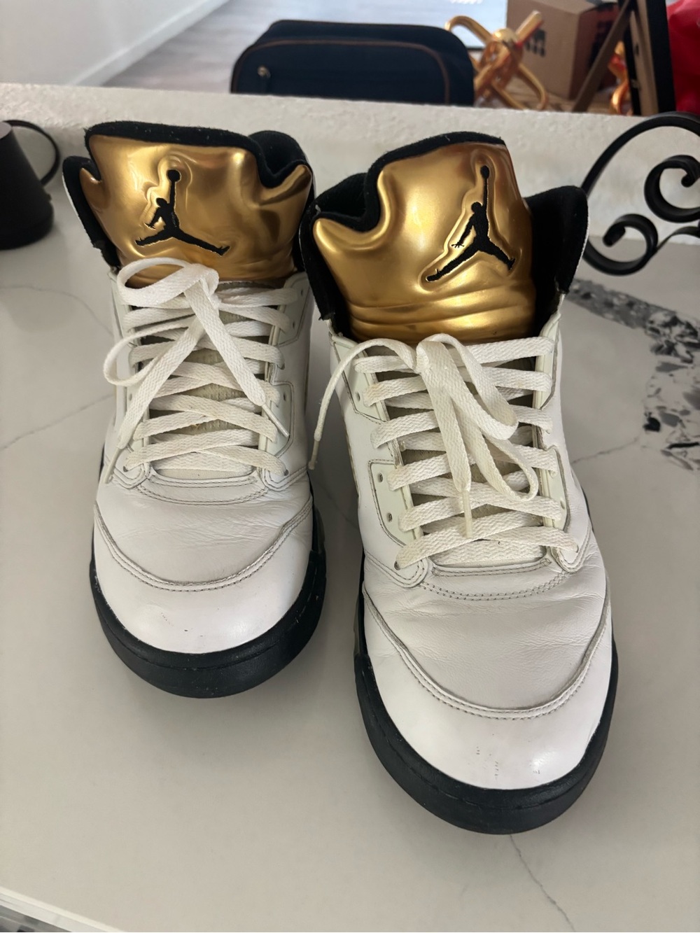 Jordan White/Gold High-Top Basketball Sneakers size 13 men no box